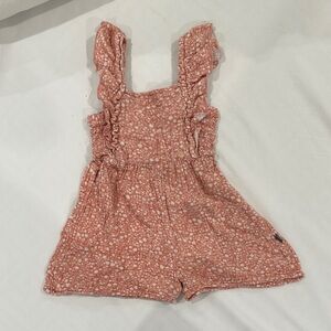 Modern Moments Girls' Dusty Rose Floral Ruffle Romper - Summer Cotton Blend